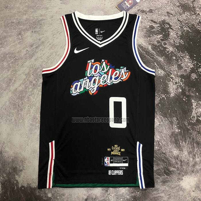Camiseta Los Angeles Clippers Russell Westbrook NO 0 Ciudad 2022-23 Negro